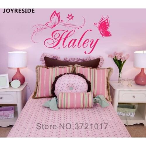 Butterfly Custom Name Wall Sticker Home Girls Bedroom Decor Gifts Personalized Names Wall Decal Murals Nature Butterflies M058