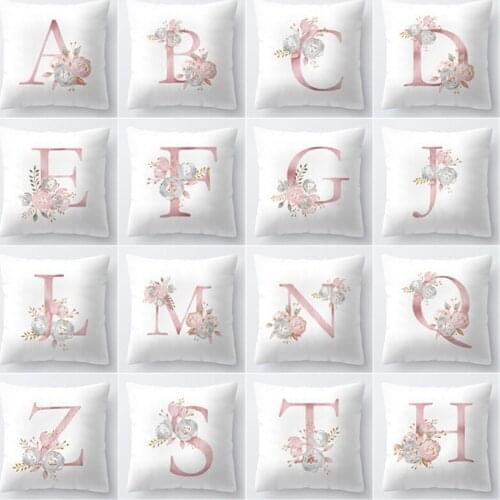 Letter Pillow Cover 45x45cm Room English Alphabet For Home Goods Flower Pillowcase Polyester Office Living Rooms Cover