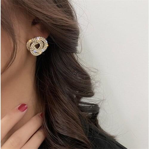 New Exquisite Zircon Circle Stud Earrings For Woman Fashion Korean Jewelry Party Luxury Girls Versatile Earrings