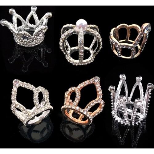 2020New 30Pcs Three-Dimensional Crown Rhinestone Button for DIY Hair Clips or Wedding Bridal Headwear Accessoriess