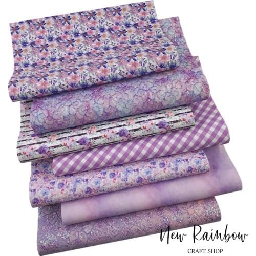New Rainbow 30x22cm/A4 Dreams Purple Florals Gorgeous Faux Leathere with Lace Glitter For Making Hairbows, Earrings, DIY Craft