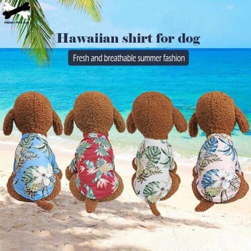 Dog Clothes Hawaii Beach Clothes For Dogs Cats Fashion Breathable Chiffon Pet Clothes Summmer Blouses Cooling Printing Shirt