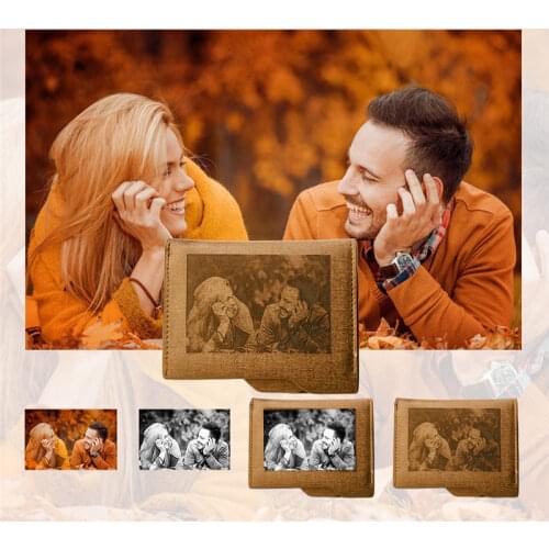Personalized Photo Wallet for Men Gift Vintage Minimalism Engraved Handmade Custom Wallets High Quality Gold PU Leather Purse U3