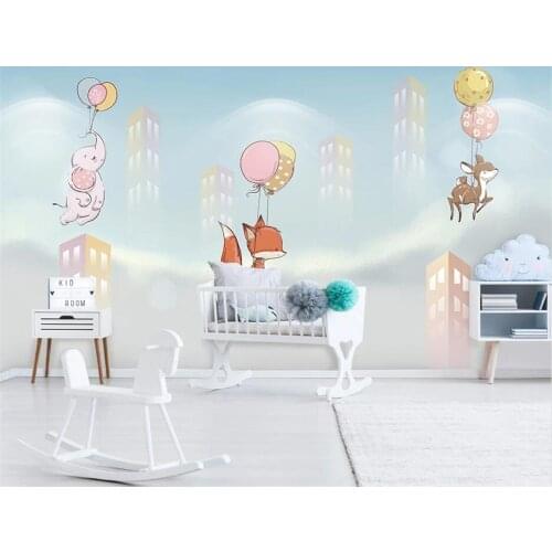 Beibehang Customized modern new Nordic simple hand-painted small animal childrens room background papel de parede wallpaper