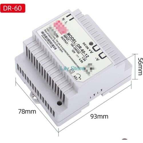 DR-60 60Watt Single Output DC 5V 12V 15V 24V Din Rail Switching Industrial Power Supply Converter (Din Rail Not Included)