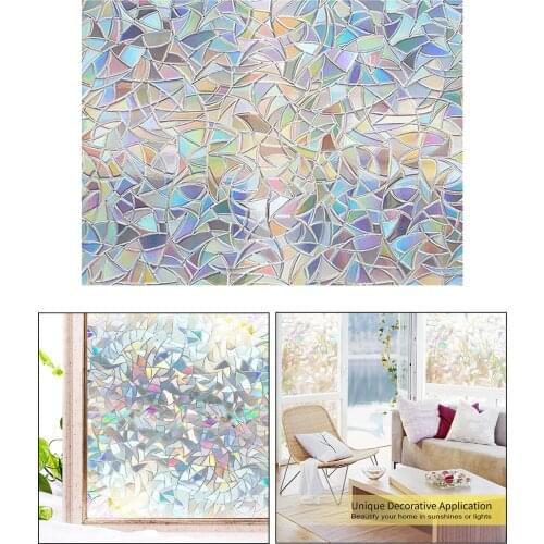 Rainbow Window Privacy Film 3D Stained Glass Static Sticker Decal Anti UV