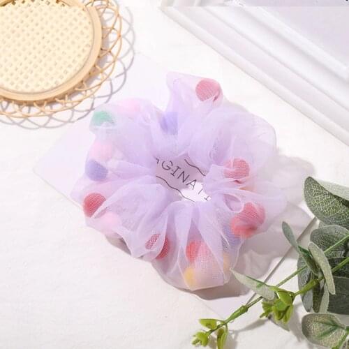 Girls Cute Colorful Small Balls Chiffon Scrunchie Ponytail Holder Hair Band Headband Hair Tie Hair Accessories Gumki Do Wlosow