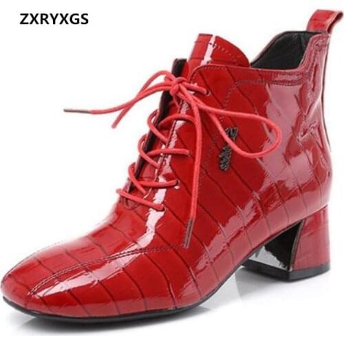 2021 New Top Cowhide Bright Patent Leather Fashion Boots Women Boots Banquet Wedding Shoes High Heel Large Size Winter Boots