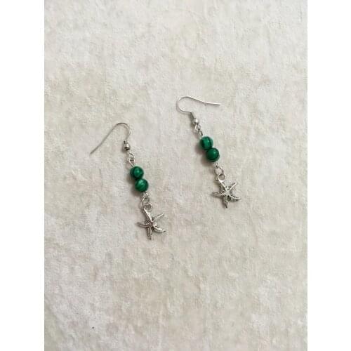 Silver Plated Earrings Natural stone Malachite Gemstone Women Fashion Jewelry Gift