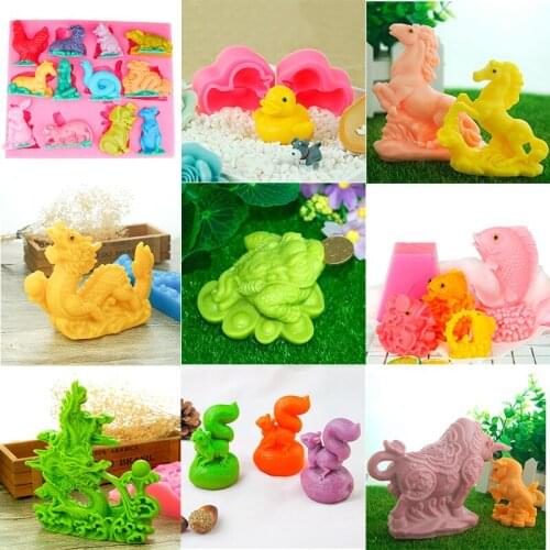 3D salt carving ice sculpture silicone mold cartoon zodiac, sea bream, horse mould baking tools