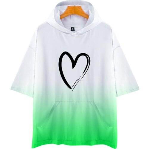 Gradient Candy Colors Love Heart 3d Hoodies Pullover Fashion Men Women Hoodie Hoody Tops Short Sleeve Hip Hop Hooded Sweatshirts