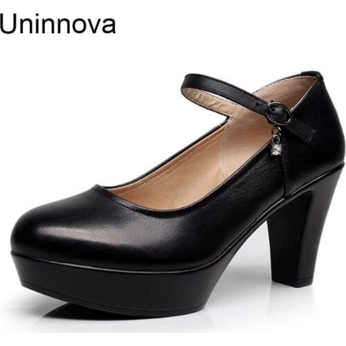 Women Mary Jane Pumps High Heels Classic Working Shoes Platform Chunky Comfortable Pumps Court Shoes Career Shallow Upper WP139
