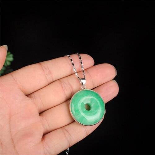 Fine jewelry jade 2 color pendant necklace surface old hole full of color