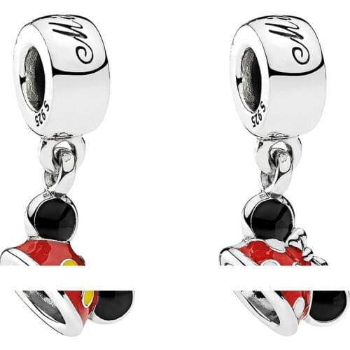 Authentic 925 Sterling Silver Bead Dis Mouse Ear Hat Dangle Charm Fit Fashion Women Pandora Bracelet Bangle Gift DIY Jewelry