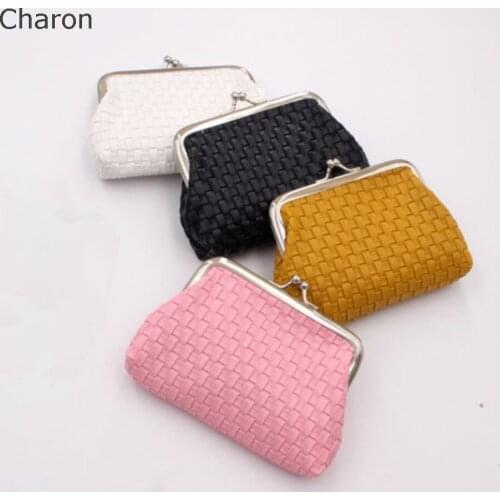 Women Woven Card Holder Purse Lady Mini Girl Purse Coin Purse Small Wallet Daily Storage Bag Kawaii Girls Pvc Purse Clutch