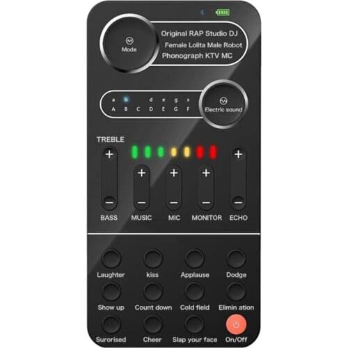 Live Sound Card, Voice Changer with Mini Microphone, Earphone, Handheld Mic Voice Changer Sound Effects Machine