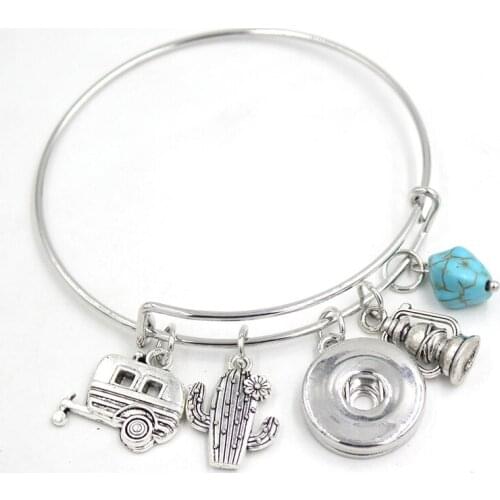 2 Models Camping Trailer charm Bracelet Expandable Bangle Snap Bracelets for women gifts pulsera Snap Jewelry