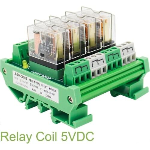 4 Channel 1 SPDT DIN Rail Mount OMRON G2R 5VDC Interface Relay Module
