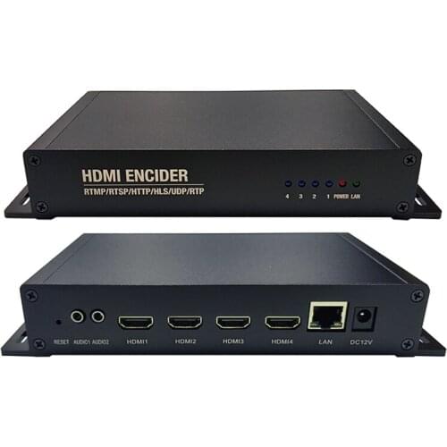 4-Channel HD 720P/1080P Audio Video IP Streaming Hardware H.264/H.265 Converter RTSP/RTMP/SRT/UDP