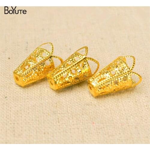 BoYuTe (100 Pieces/Lot) 10*16MM Metal Brass Filigree Flower Bead Caps for Tassels Diy Jewelry Accessories Parts