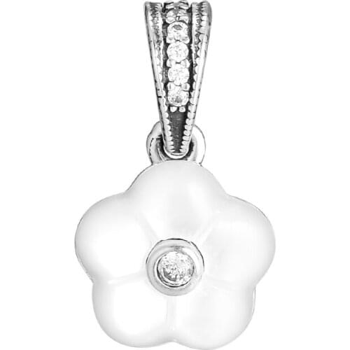 100% 925 Sterling Silver Mother-Of-Pearl Luminous Florals Dangle Charms Beads Fit Original Charm Bracelet DIY Jewelry Making