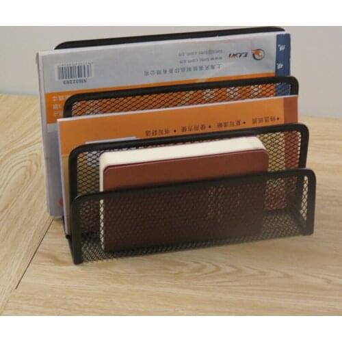 Black Metal Case Holder Mesh Bookend Anti-skid Shelf Book Case Holder Home Office Store Stationery
