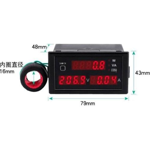 AC 110V - 220V Digital LED 100A watt power meter volt amp Ammeter Voltmeter +CT