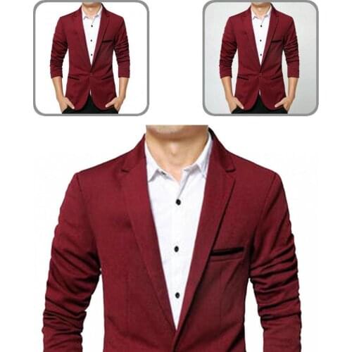 Business Fabulous Solid Color Formal Coat Fit Man Jacket Button for Interview
