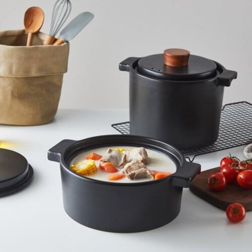 Clay Gas Home Chinese Pot Luxury Kitchen Ceramic Stew Cooking Black Pot Large Kitchen Cookware Cacerolas Para Cocina Home Eg50tg