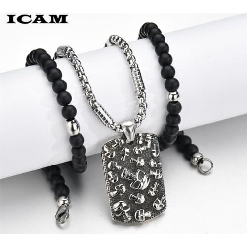 ICAM Stainless Steel Gothic Skull Halloween Jewelry Soul Skeleton Pendant Necklace