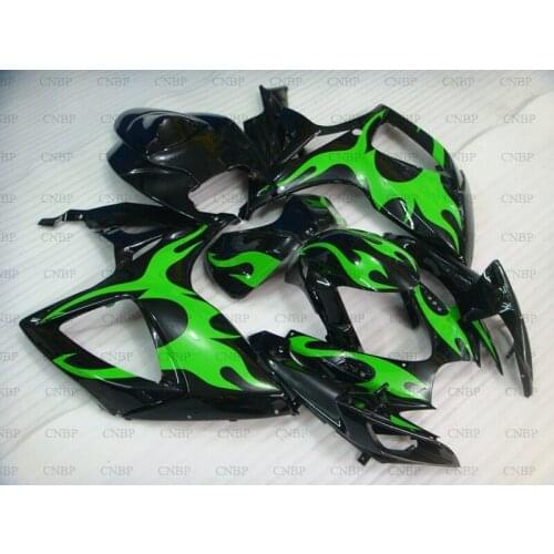 GSXR600 07 Full Body Kits GSX R 600 2006 - 2007 K6 Green Black Flame Bodywork GSX-R750 2006 Abs Fairing