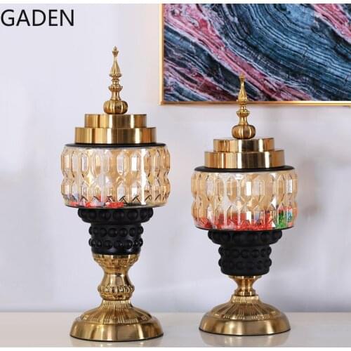 Crystal Glass Candy Jar Candle Jar Decoration Light Luxury Modern Living Room Storage Jar Desktop Decoration Home Decoration
