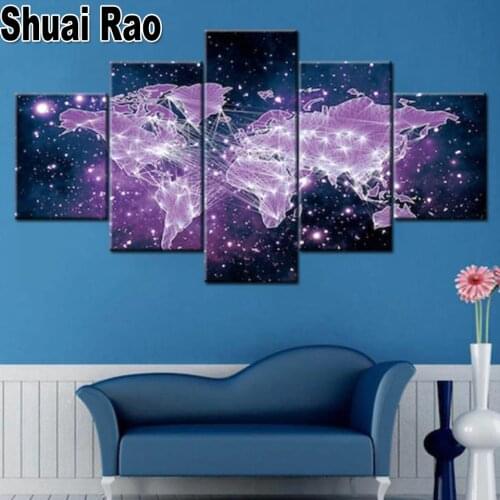 Star Sky Map Full Square/Round Diamond painting 5 Piece/set picture of rhinestone,mosaic full embroidery,Landscape Home Decor