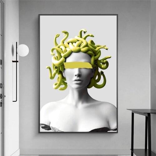 Vaporwave Sculpture Of Medusa Wall Paintings Print On Canvas Art Posters And Prints Cover Face Art Of Medusa Pictures Home Decor