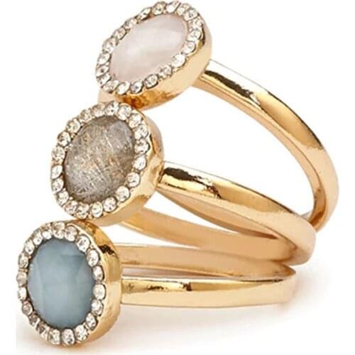 3 Pcs/Set 2021 New Design Fashion Gold Color Crystal Rings Set For Women Girls Trendy Wedding Engagement Ring Jewelry Party Gift