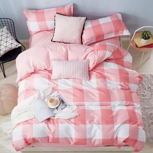 Pink and White Board Plaid Bedding Set Duvet Cover Set Pillowcase Home Textiles 2/3pcs Bed Linen King Queen Size Dropship