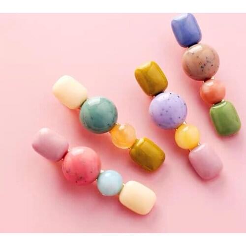 Korea Ins Retro Temperament Wild Cute Geometric Hair Clip Resin Acetic Acid Duckbill Clips Female Side Clip Hairpin T0467