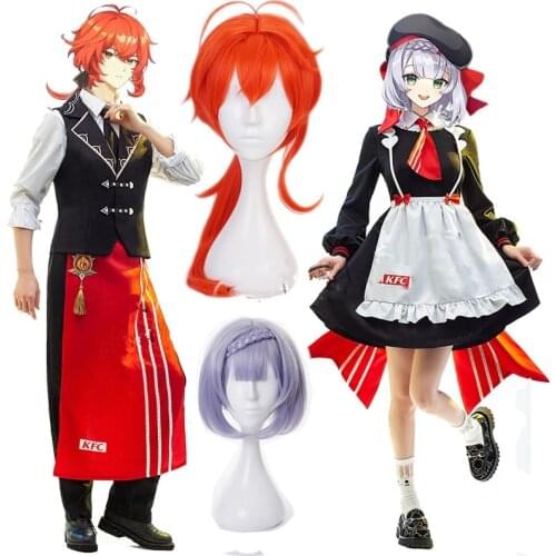 Game Genshin Impact x KFC Noelle Maid Dress Cosplay Costume Women Men Halloween Suit Diluc Cosplay Genshin Impact KFC costumes