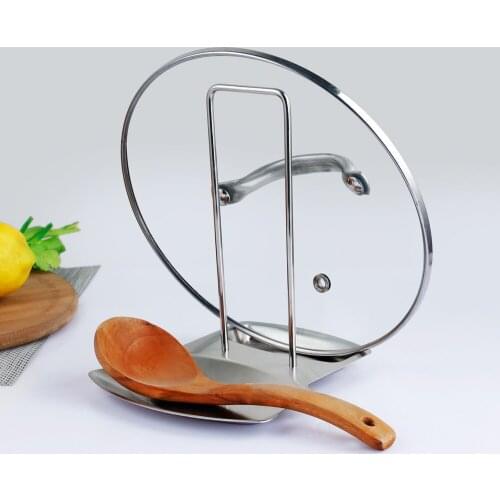 Kitchen Spoon Pot Lid Holder Stainless Steel Pan Rest Cover Stand for lids pots organizer