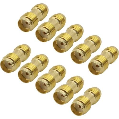10Pcs/lot SMA Female to SMA Female Connector Brass Straight SMA Type RF Coaxial Coax Adapter