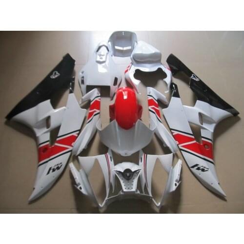 Injection molded ABS plastic fairing kit for Yamaha YZF R6 06 07 white black red fairings set YZFR6 2006 2007 FS37