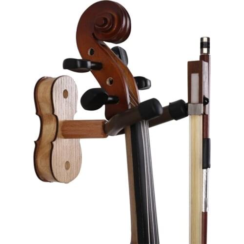 Practical Design Wall Mounted Violin Fiddle Viola Hanger Hook Durable Wood Base Violin Hanger Home Studio Wall Hanger for Violin