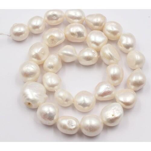 Genuine Natural 11x14-12x15mm White Baroque Keshi Pearl Strands Loose Beads For Necklace Bracelet Jewelry DIY
