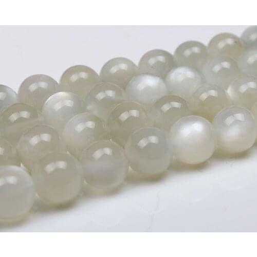 Natural White Moonstone Fine Gemstone 6mm 8mm 9mm Round Loose Beads Accessories for Necklace Bracelet Earring DIY Jewelry Making