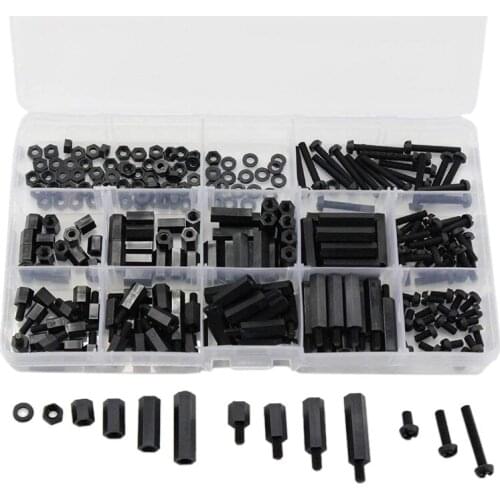 New 260PCS M3 Male Female Nylon Hex Spacer Standoff Screw Nut Threaded Pillar PCB Motherboard Assorted Assortment Kit