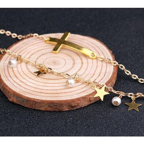 New anklet !2018 hot new star cross 8 words word rose anklet simple foot foot decorative shoes man 5 pcs