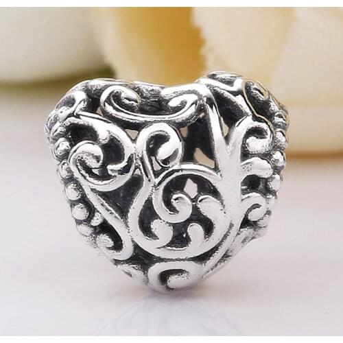 Original Openwork Regal Pattern Love Heart Beads Fit 925 Sterling Silver Bead Charm Bracelet Bangle Diy Jewelry