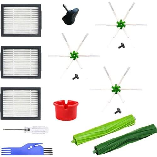 Main Brushes Side Brush Filter Cleaning Kit for IRobot Roomba I7 I7+/i7 Plus E5 E6 E7 Series Vacuum Cleaner Replacement Part