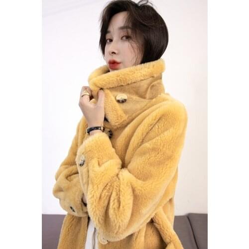 Real Fur Coat Female Sheep Shearling Fur Korean Jackets 2020 Autumn Winter Jacket Women Real Wool Coats and Jackets MY
