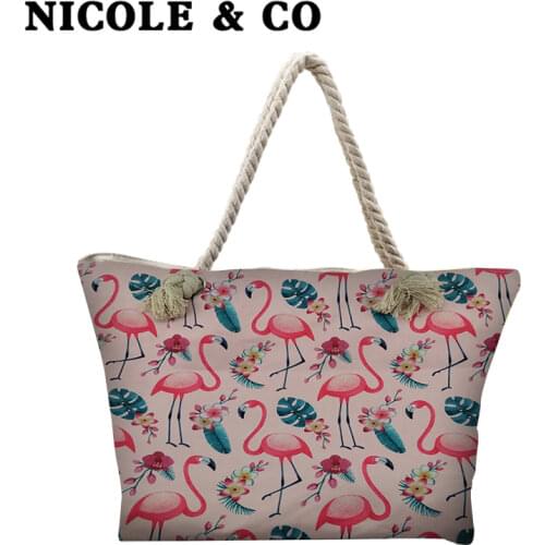 NICOLE & CO Canvas Beach Bag Original Design Casual Tote Shoulder Bag Female Environmental Protection Shopping Bag